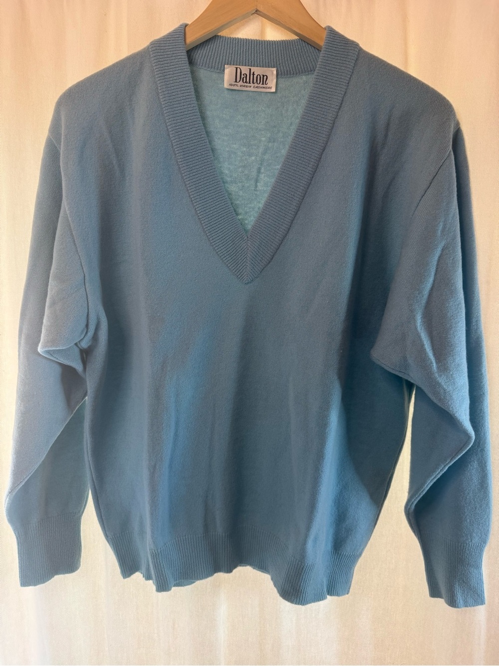 Dalton Sky Blue V-Neck Cashmere Sweater